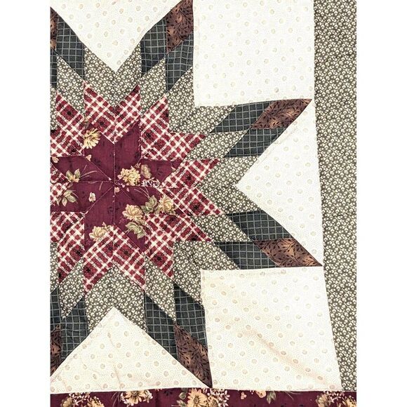 Quilted Star Pillow Bed Sham Floral Large 25 x 41-inch Cotton Polyester - Picture 5 of 7